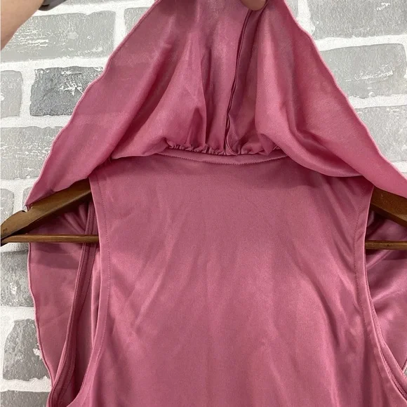 Vintage Montgomery Ward Rose Pink Slip Dress With Matching Ruffle Tied Top Small - Picture 7 of 13